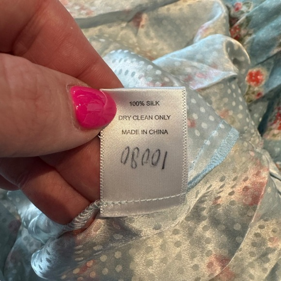 Hunter Bell - Blue Ikat Flower Blakely Dress 100% Silk Sz M - Picture 10 of 10